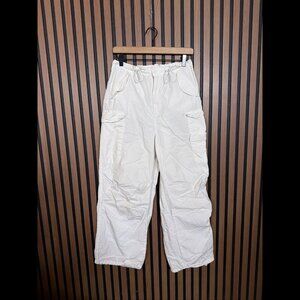 iets frans Pants 30 x 32 White Cargo Relaxed Fit Stretch Paperbag Adjustable